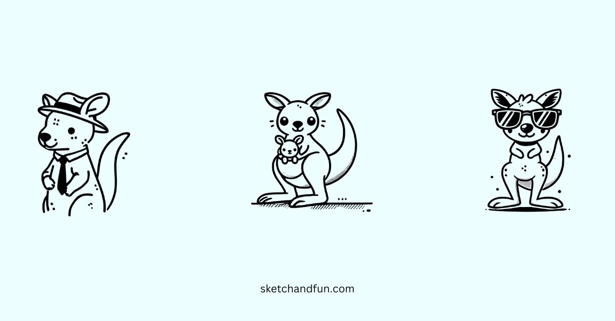 easy cute Kangaroo drawing ideas