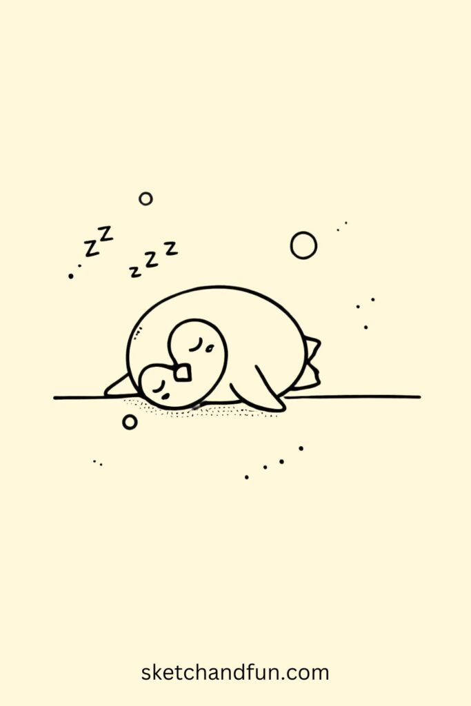 Sleeping Penguin Drawing