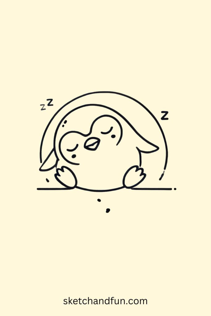 Sleeping Penguin Drawing