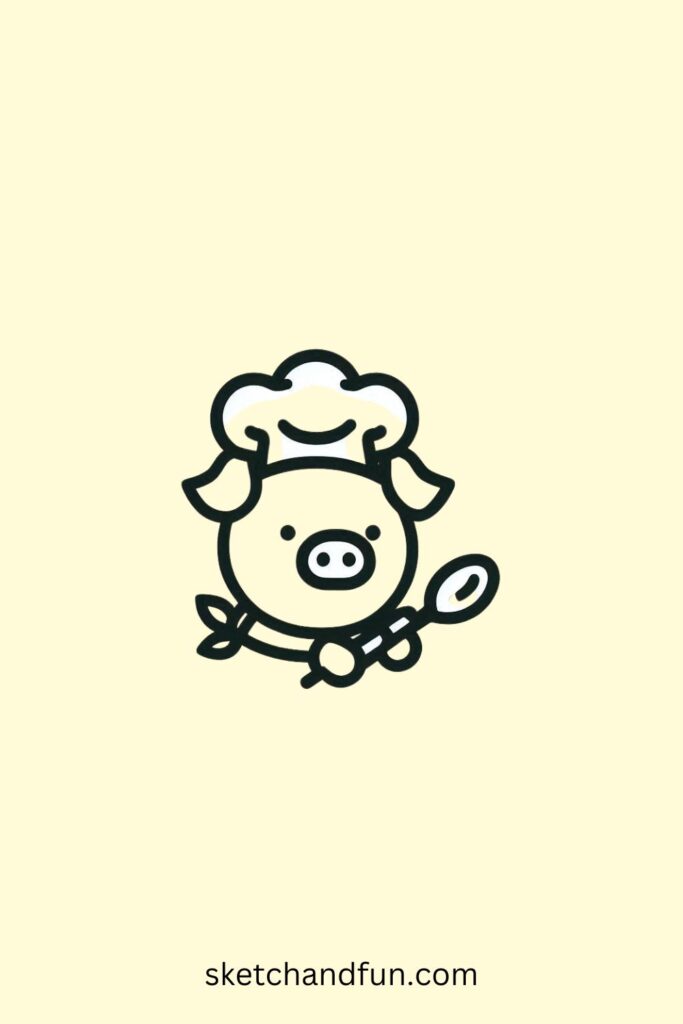 Cartoon Pig Drawing, Cartoon Pig Chef 