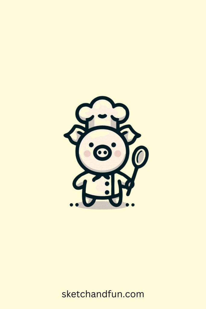 Cartoon Pig Drawing, Cartoon Pig Chef 