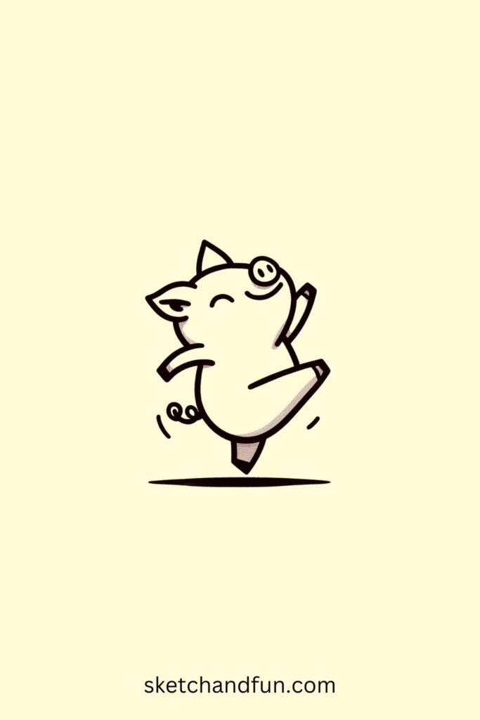 Cool Pig Drawing, Dancing Pig Drawing 