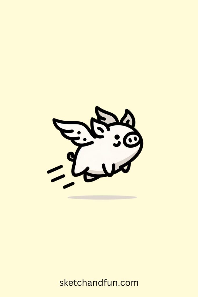 Pig Drawings, Flying Pig Drawing