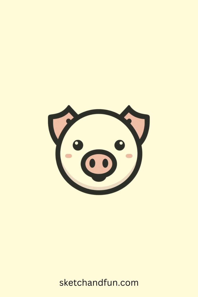 Simple Pig Face Drawing