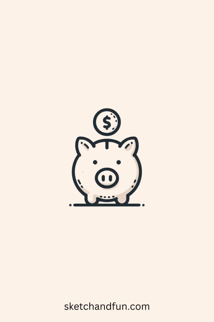 Kawaii Pig Drawings, Piggy Bank Drawing 