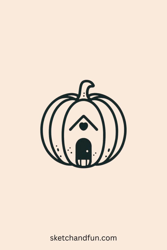 Easy House Drawing Ideas, Pumpkin House