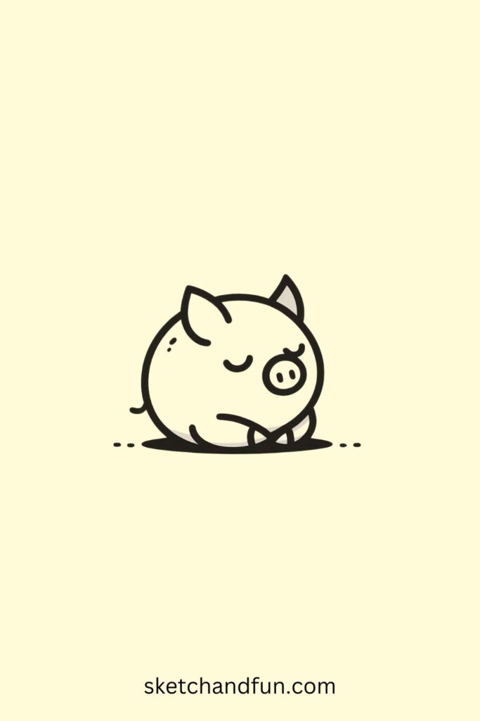 Easy Cute Pig Drawings, Sleeping Pig Drawing