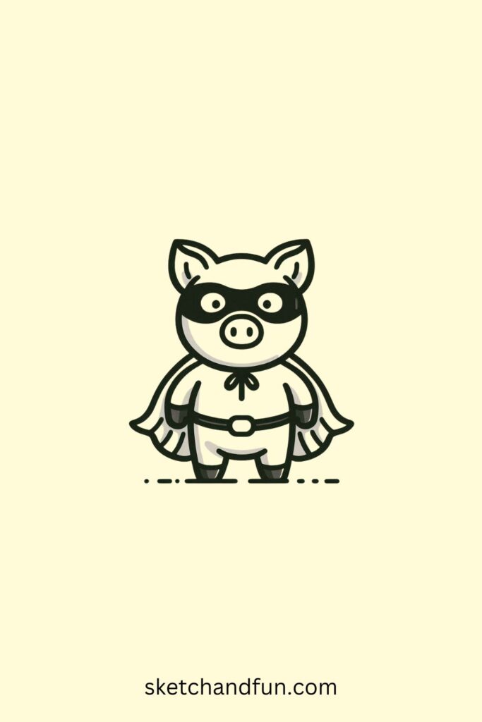 Pig Drawings, Super Hero Pig 