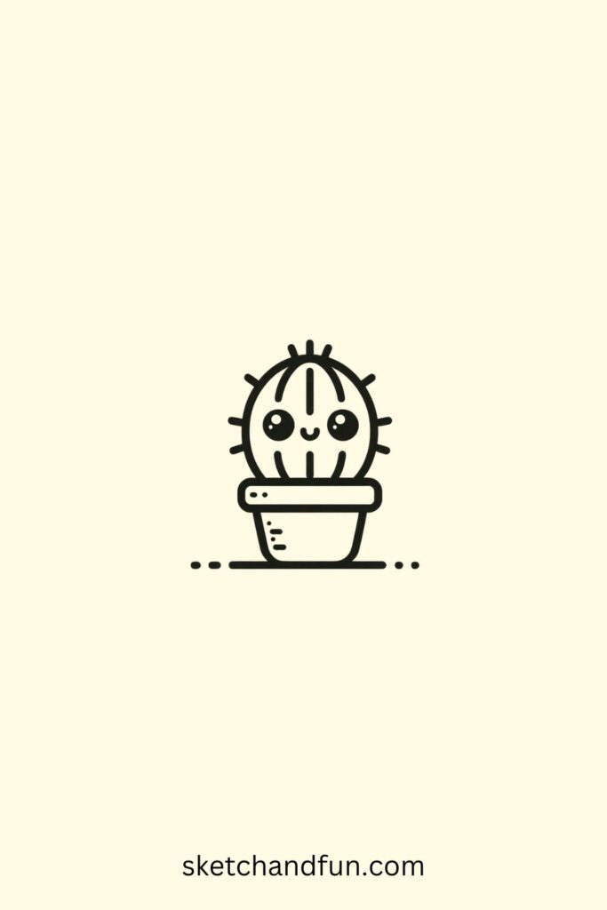 Cute Plant Drawing, Baby Cactus