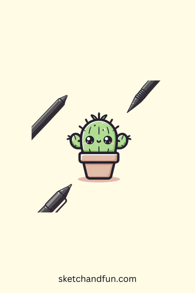 Cute Plant Drawing, Baby Cactus