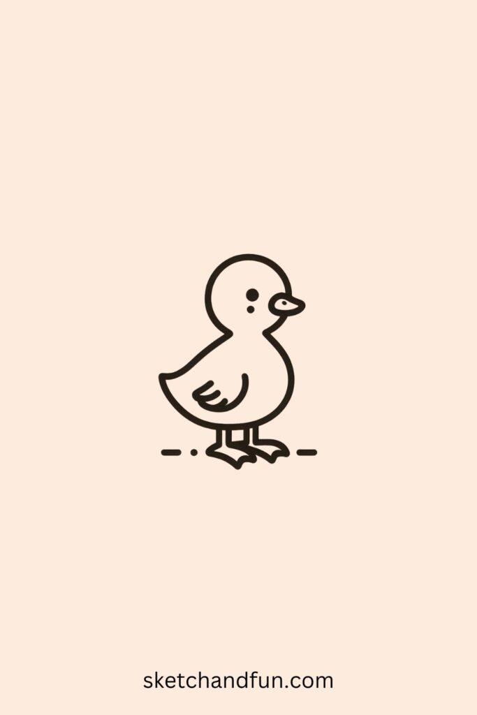 Cute Bird Drawing Easy, Baby Duck