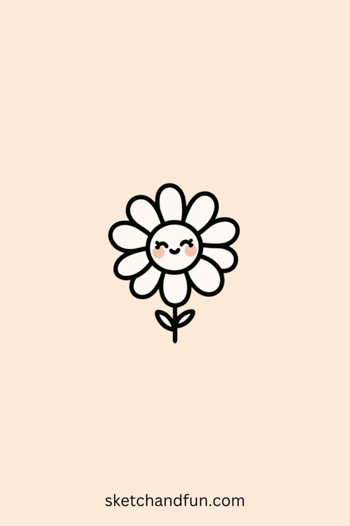 Cute Plant Drawings, Blushing Daisy