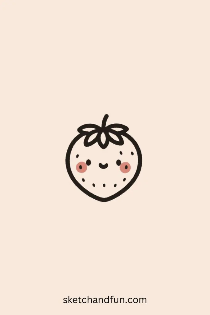 Cute Cool Aesthetic Drawing Idea, Blushing Strawberry