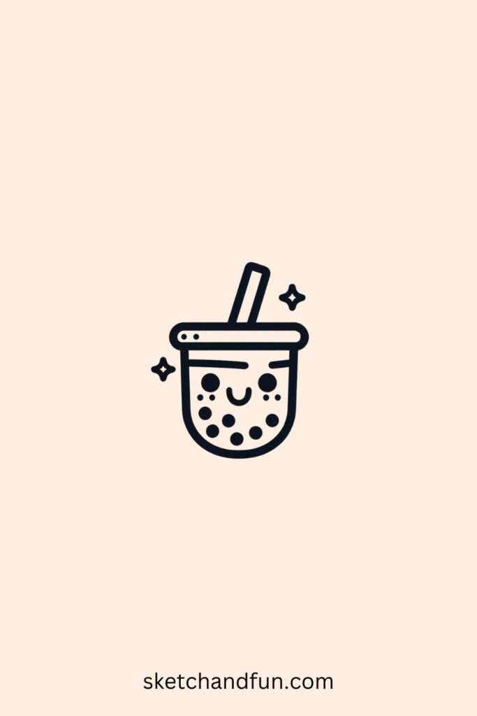 Easy Cute Aesthetic Drawing Ideas, Boba Tea with a Smile