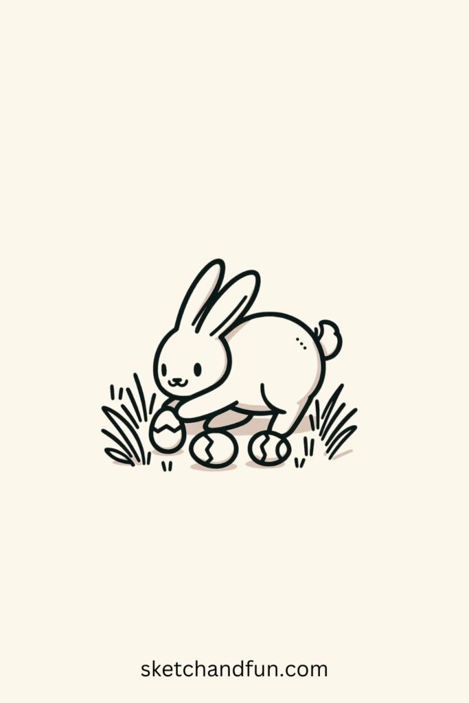 Easter Drawing Jesus, Bunny Hiding Easter Eggs