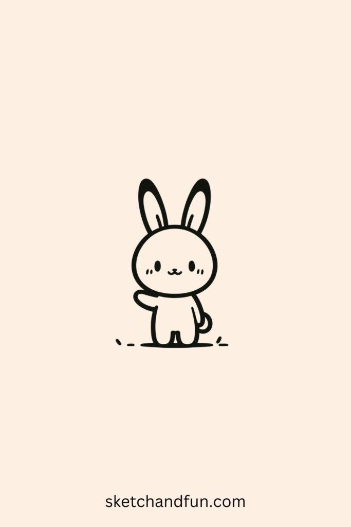 Rabbit Easter Drawing, Bunny Waving Hello