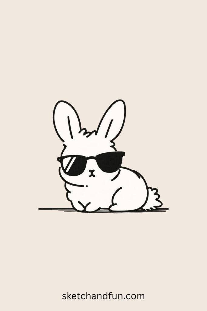 Cute Easter Bunny Drawing Easy, Bunny with Sunglasses