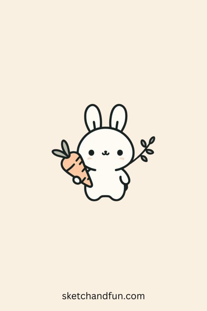 Easy Cute Easter Drawings, Bunny with a Carrot