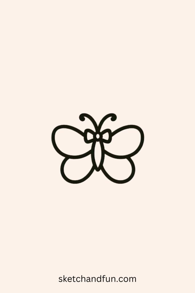 Kawaii Butterfly Drawing, Butterfly with a Bow