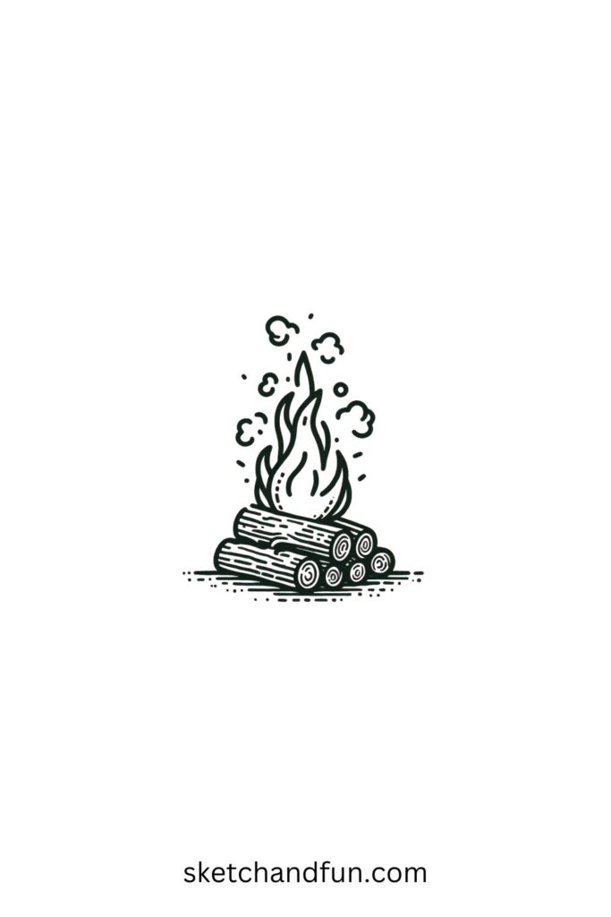 Sketch Drawing Ideas Easy, Campfire