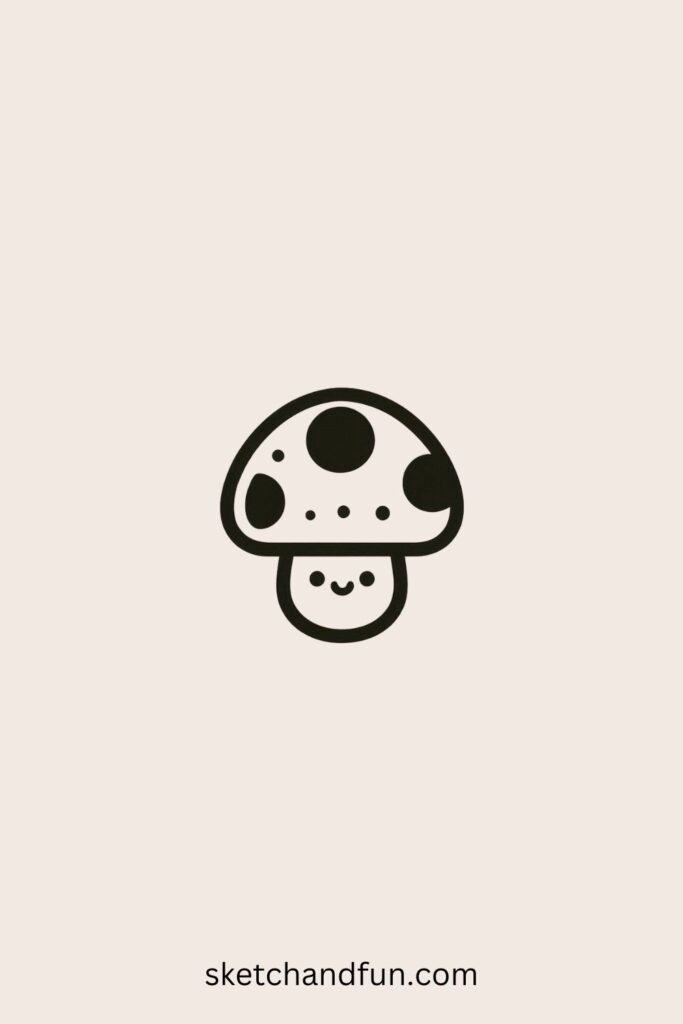 Easy Plant Drawing, Cheerful Mushroom