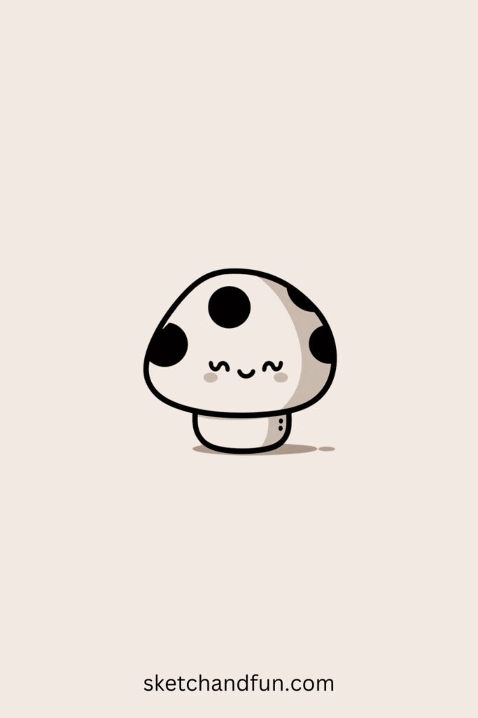 Easy Plant Drawing, Cheerful Mushroom