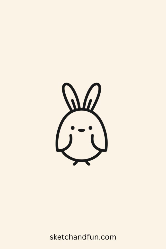 Cute Easter Chick Drawing Easy, Chick Wearing Bunny Ears
