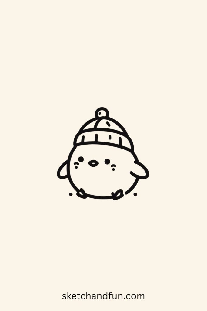 Cute Easter Chick Drawing Easy, Chick Wearing a Tiny Hat