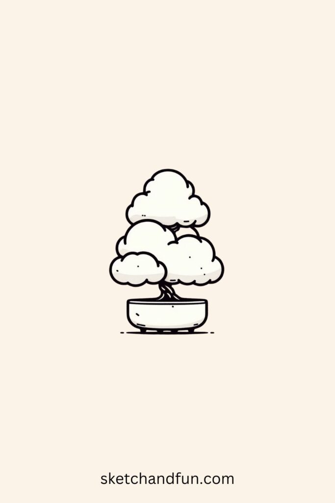 Potted Plant Drawing, Chubby Bonsai
