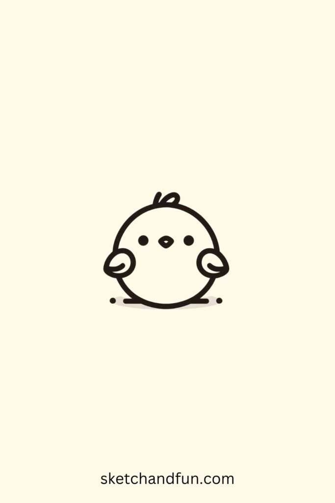 Easy Bird Drawing, Chubby Chick