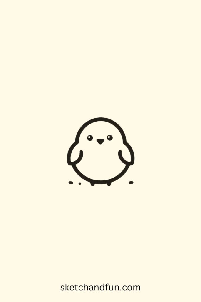 Easy Bird Drawing, Chubby Chick