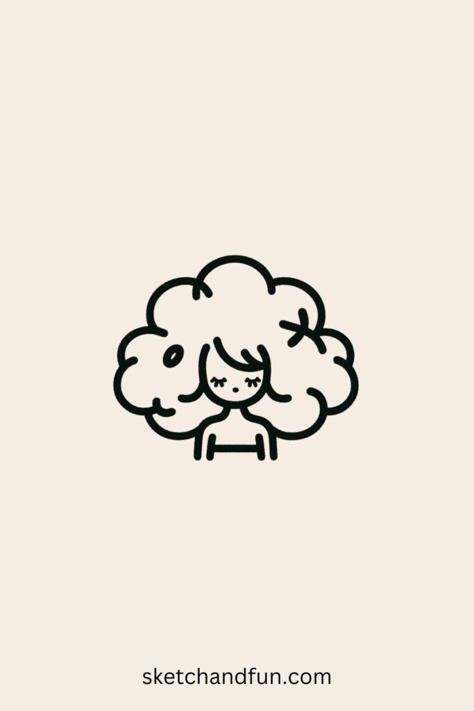 Aesthetic Person Drawing Idea Of Cloud Hair Girl