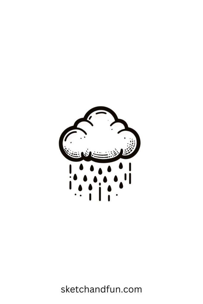 Easy Cute Sketch Ideas For Beginners, Cloud with Raindrops