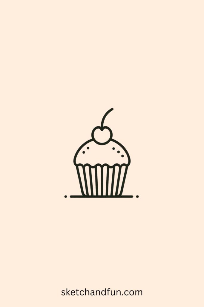 Aesthetic Pictures To Draw, Cupcake with Cherry