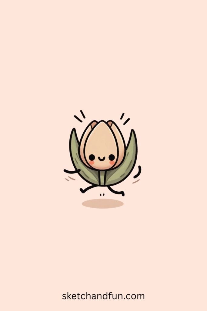 Cute Plant Drawing Easy, Dancing Tulip