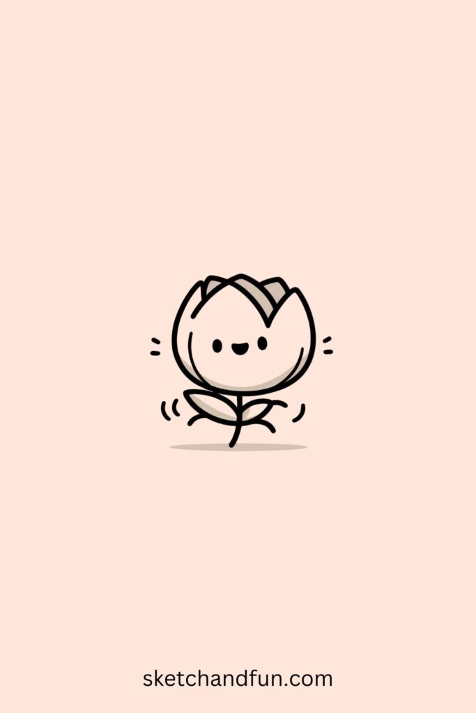 Cute Plant Drawing Easy, Dancing Tulip