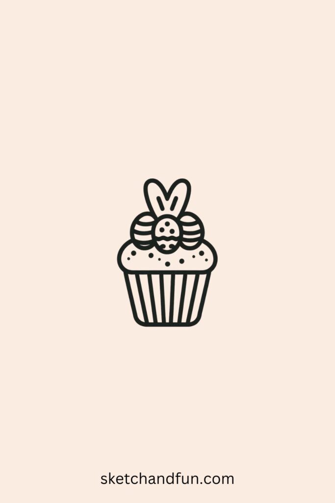 Cute Easter Drawings Easy For Kids, Easter Cupcake
