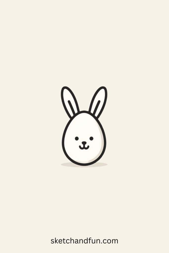 Easter Drawing Easy, Easter Egg with Bunny Ears
