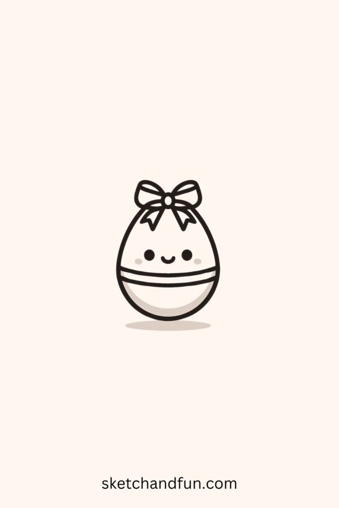 Cute Easter Egg Drawing Easy, Easter Egg with a Ribbon