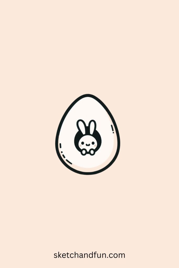 Egg Easter Drawing, Easter Egg with a Tiny Window and a Bunny Inside