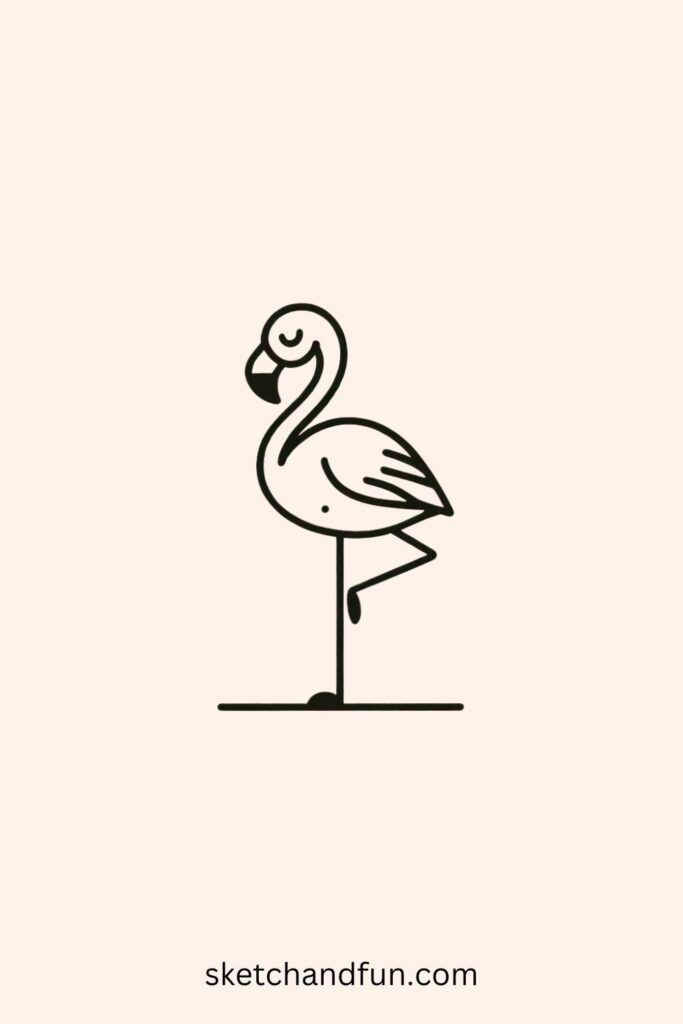 Easy Flamingo Drawing Cute
