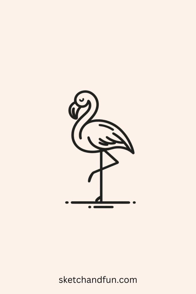 Easy Flamingo Drawing Cute