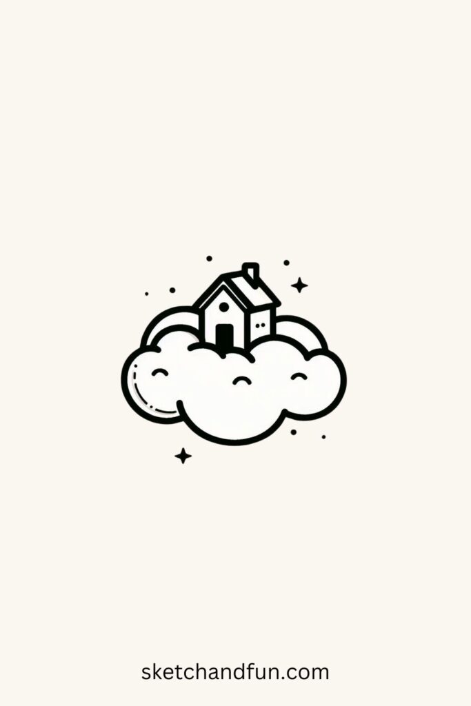 What To Draw Aesthetic, Floating Cloud House