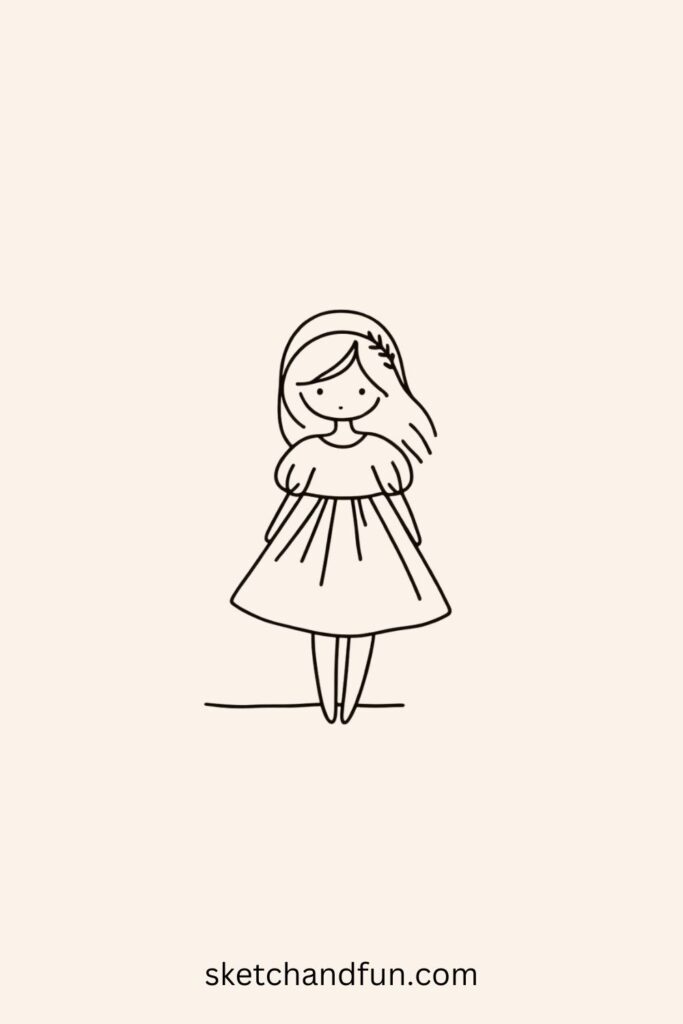 Beautiful Aesthetic Drawing, Flowy Dress Girl