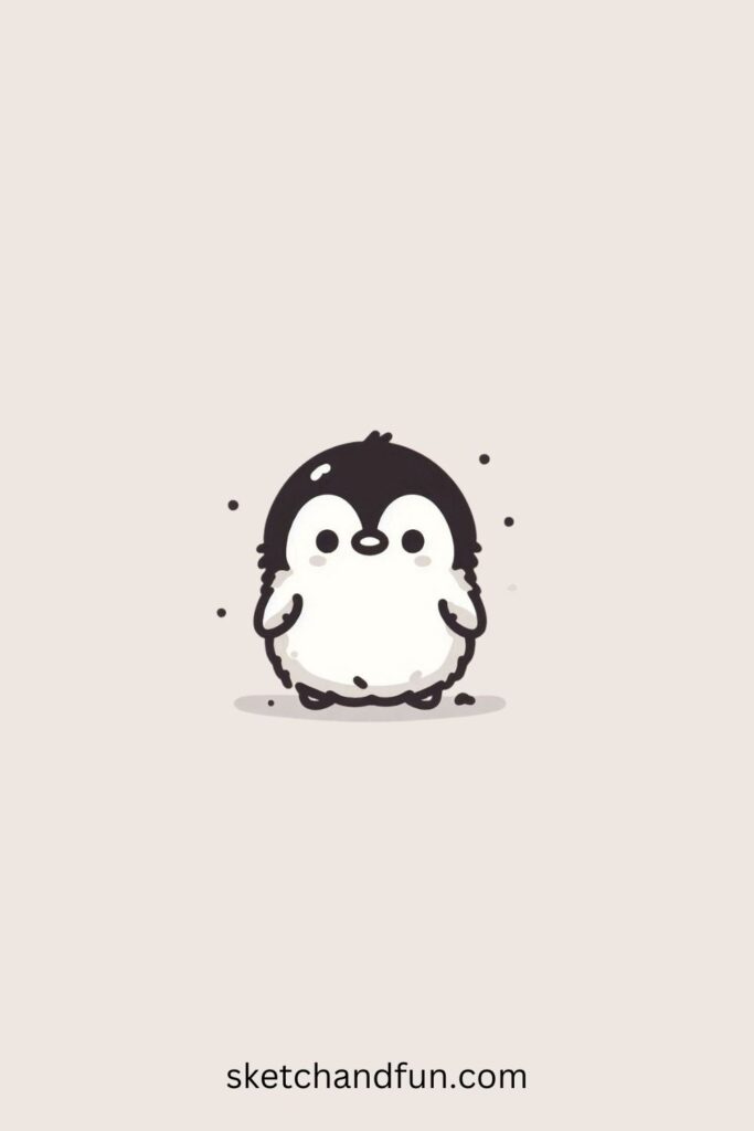 easy cute bird drawing of a little penguin