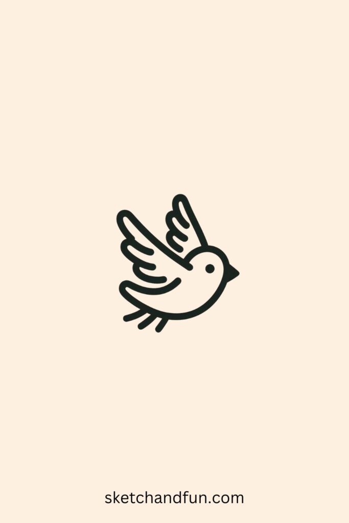 Bird Drawing Flying In The Sky