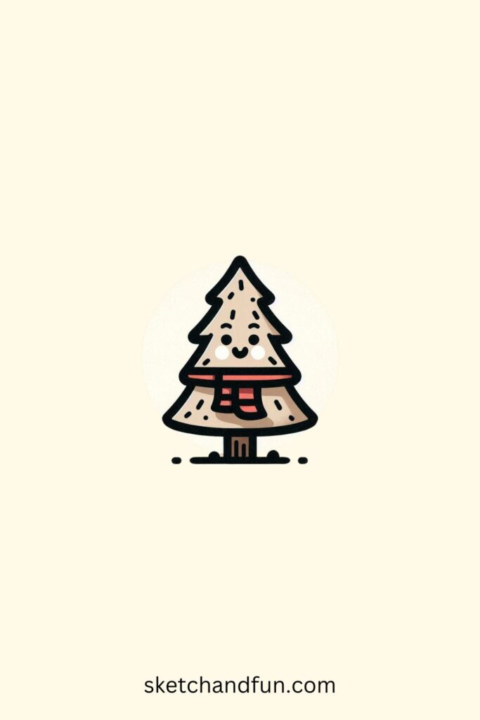 Plant Drawing Easy Cute, Friendly Pine Tree