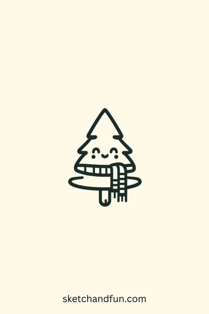 Plant Drawing Easy Cute, Friendly Pine Tree