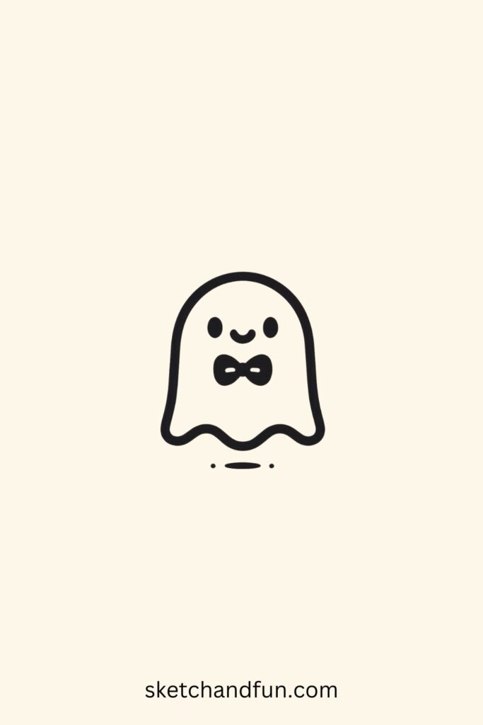 How To Draw Aesthetic, Ghost with Bowtie
