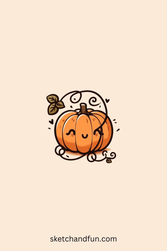 Cute Plant Drawing Easy, Giggling Pumpkin Vine